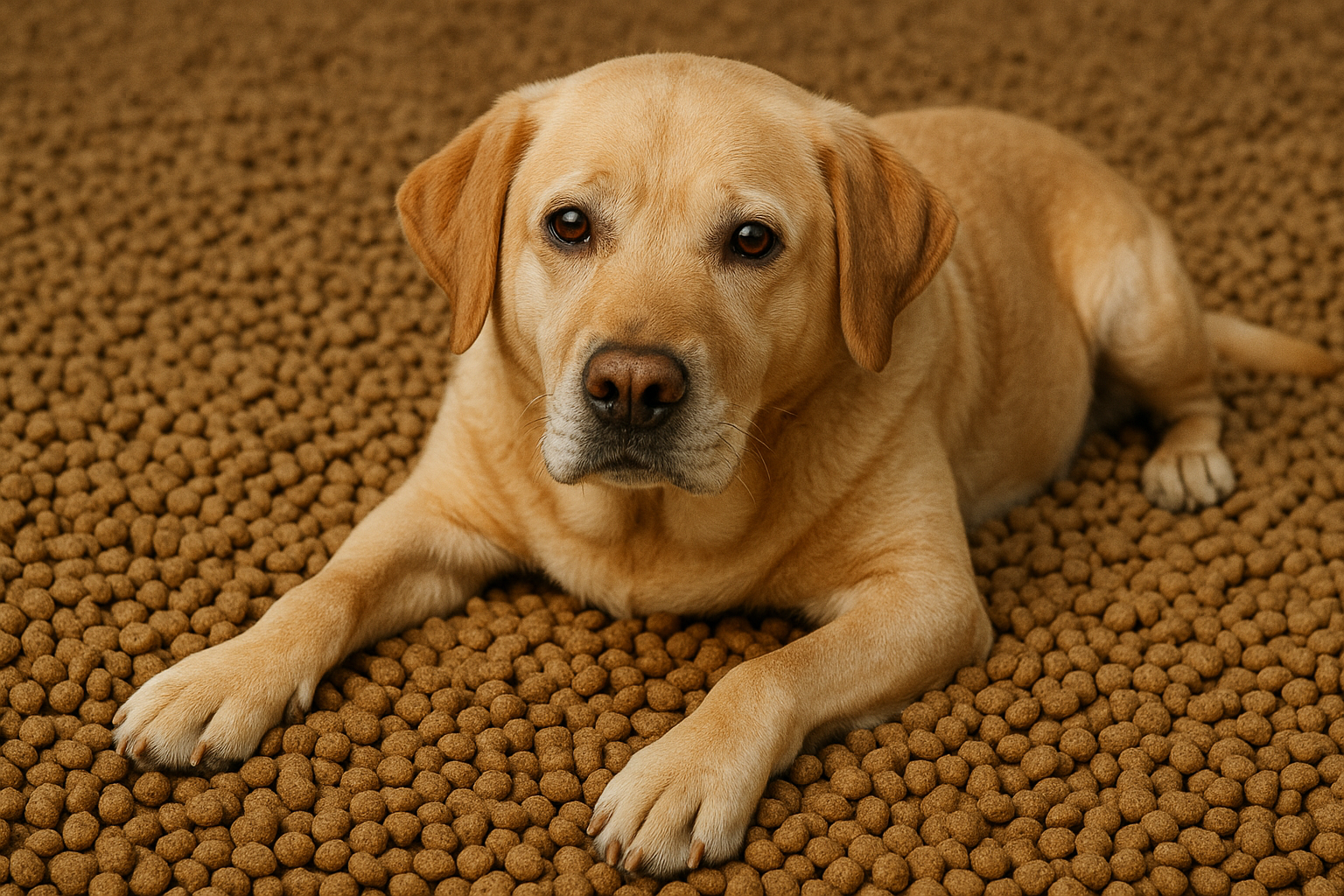 Pies leżący na karmie