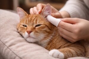 Czyszczenie uszu kota