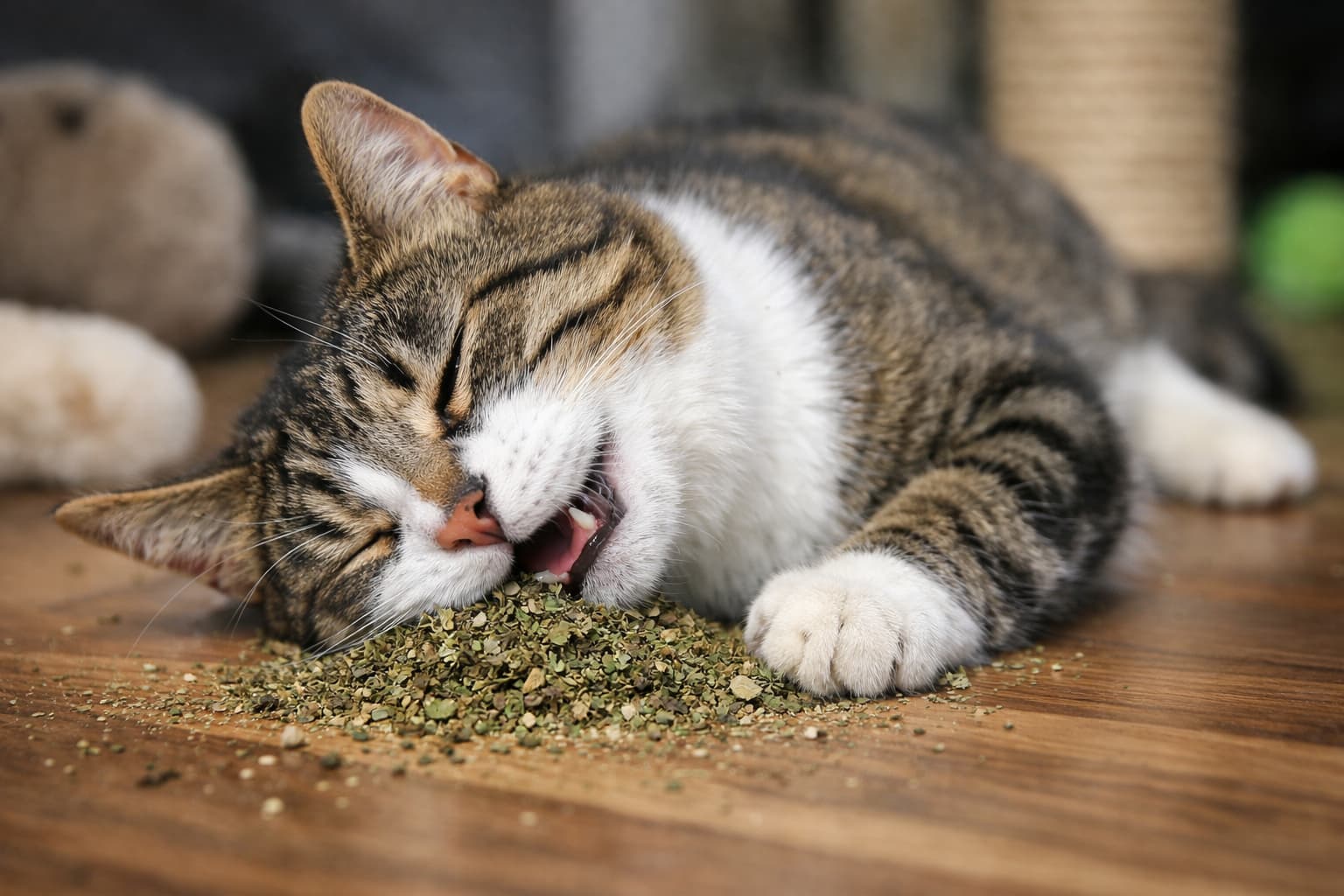 Jak wygląda reakcja kota na kocimiętkę