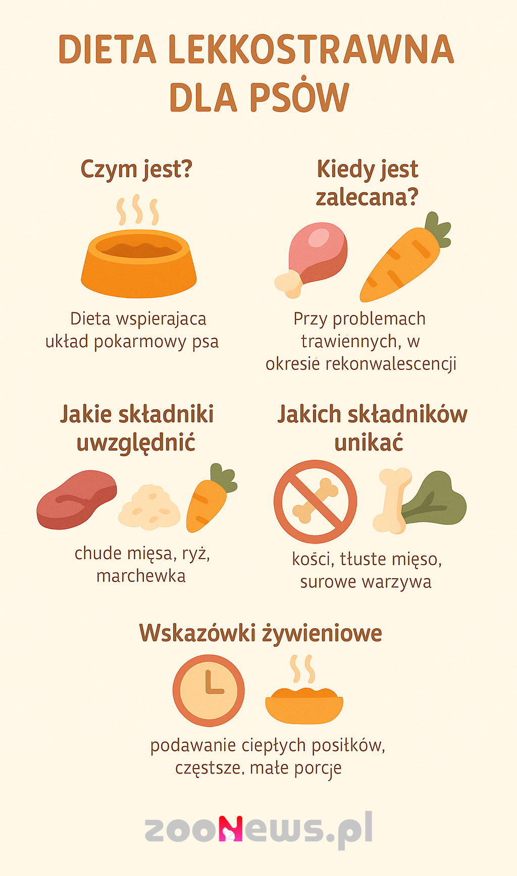 Lekkostrawna dieta dla psa infografika