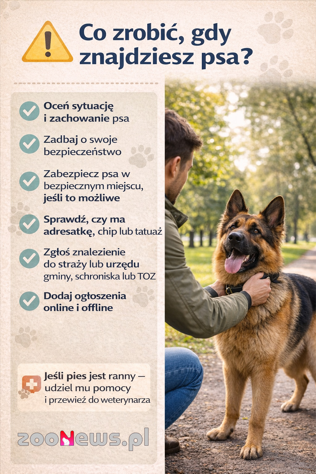 Co zrobić gdy znajdziesz psa infografika