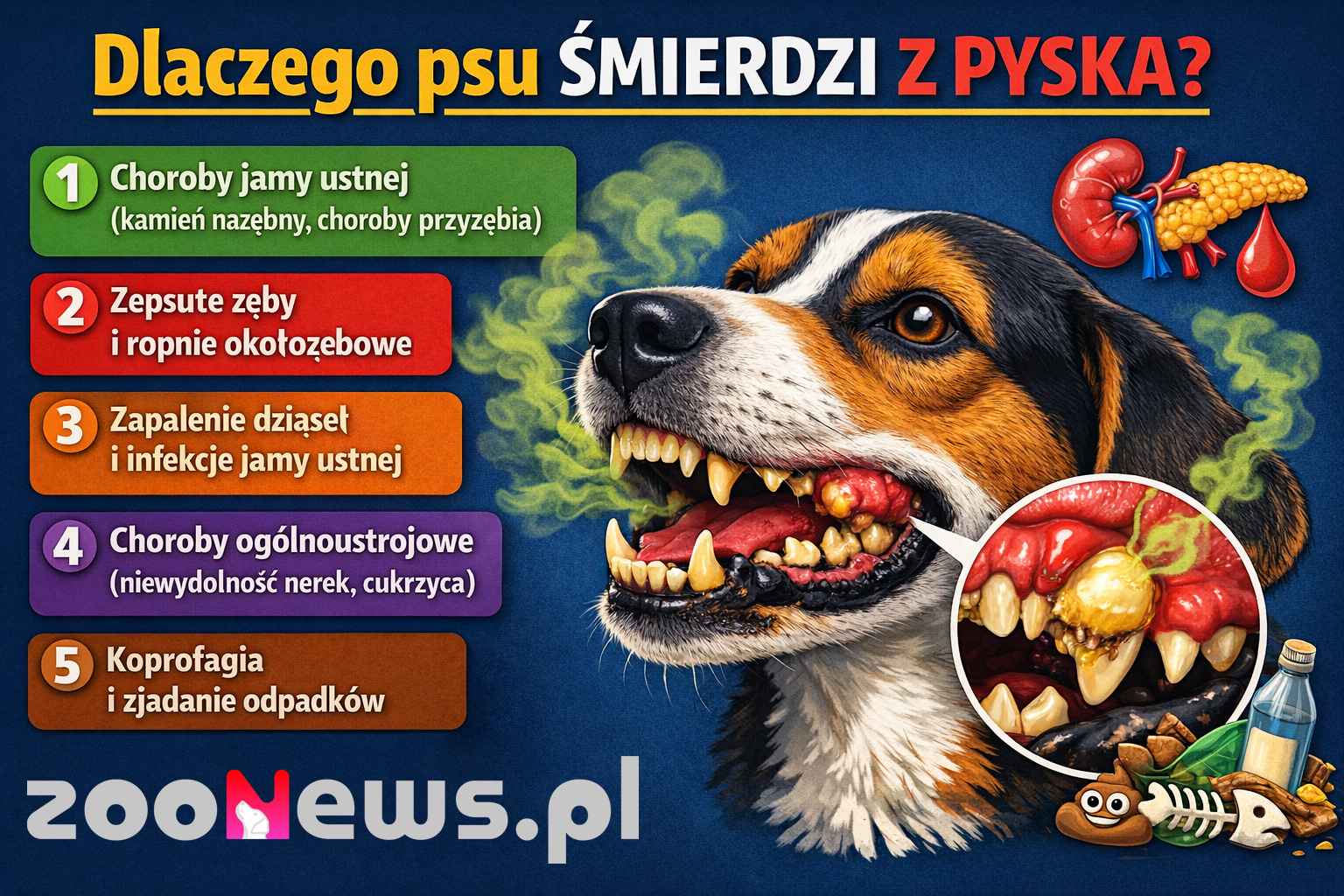 Dlaczego psu śmierdzi z pyska infografika