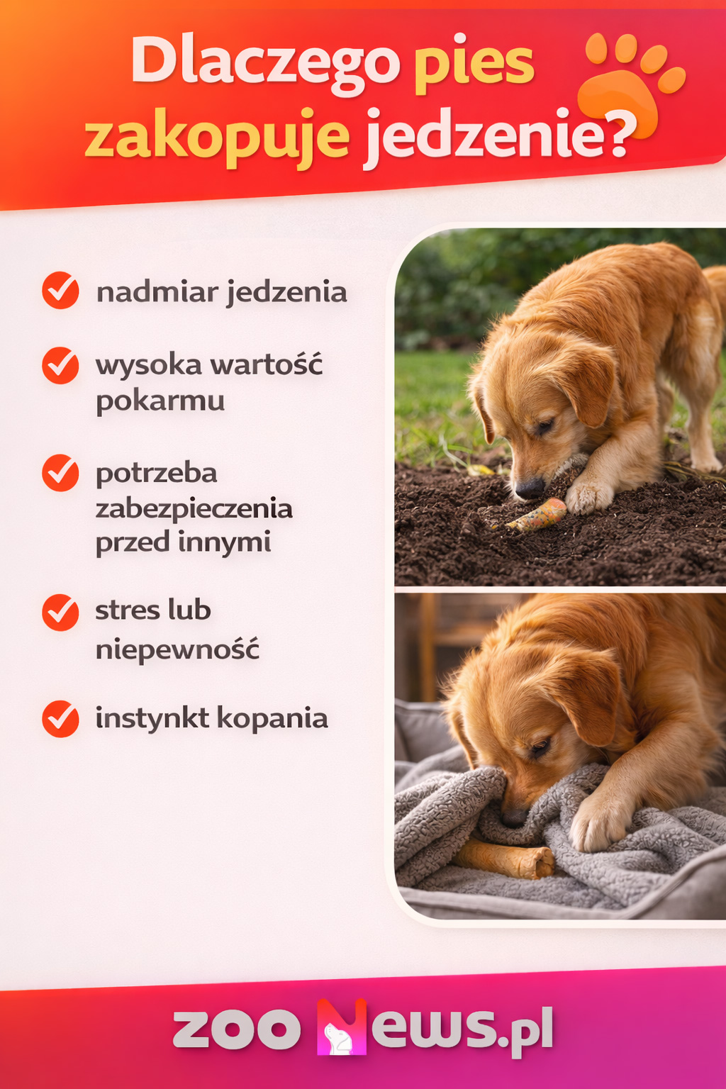 Dlaczego pies zakopuje jedzenie infografika