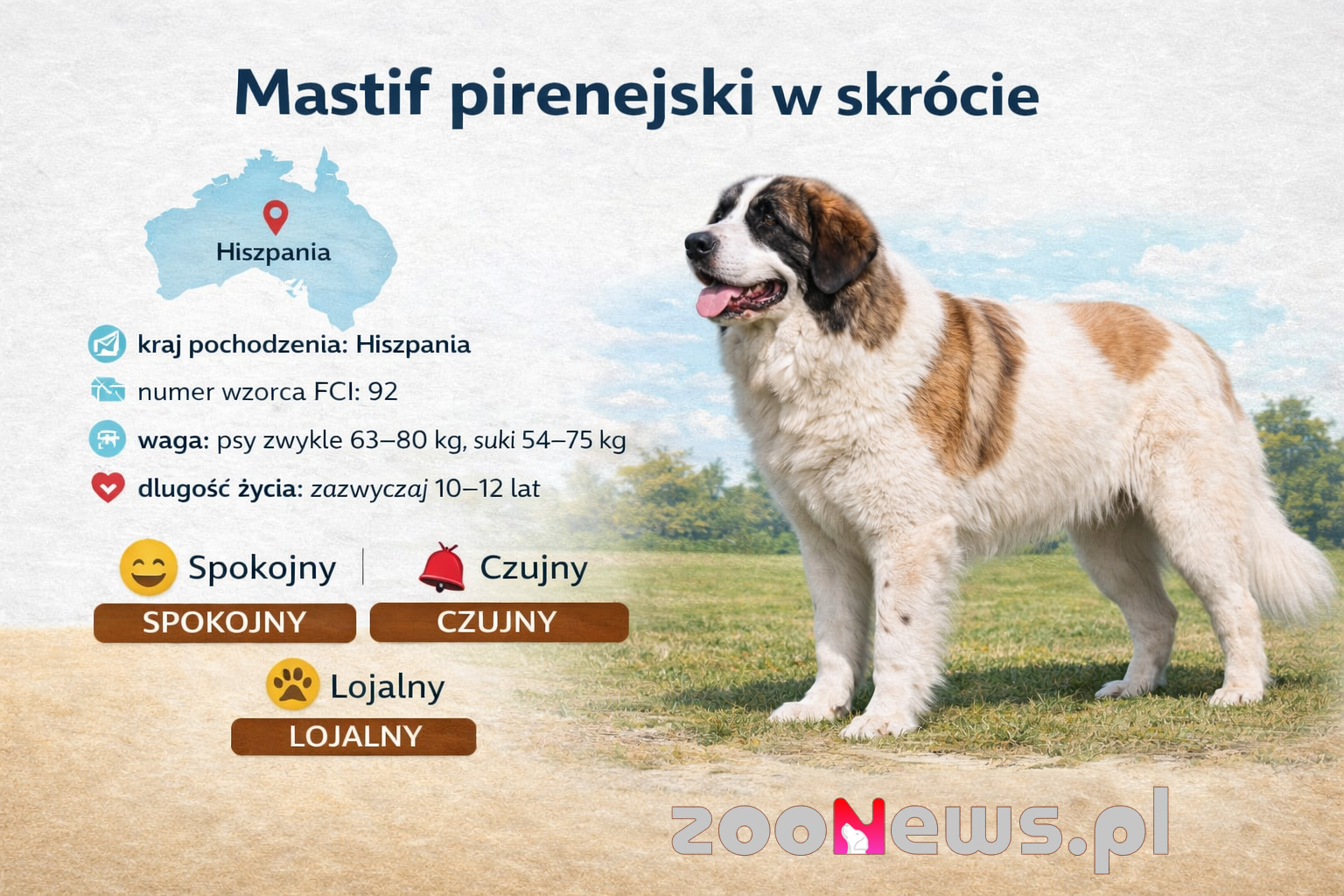 Mastif pirenejski infografika