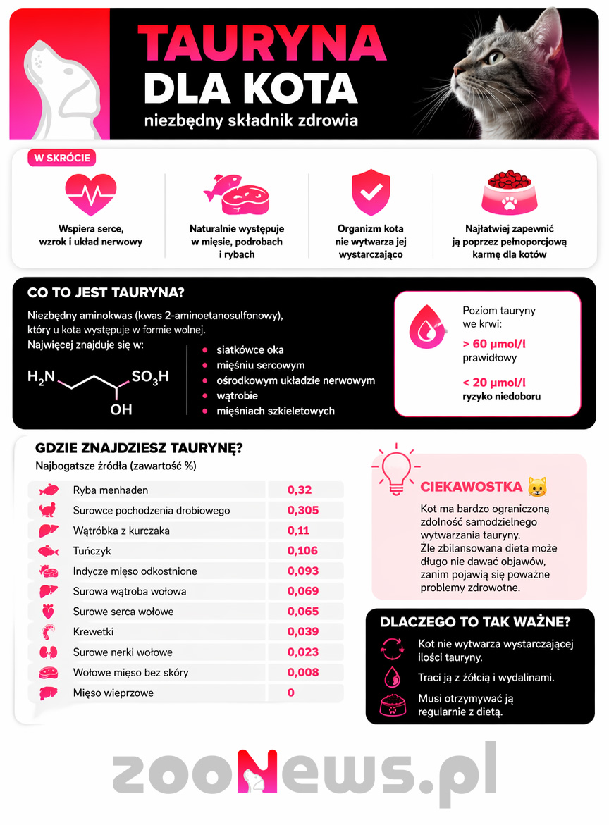 Tauryna dla kota infografika