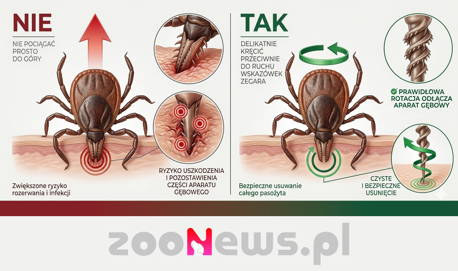 Jak usunąć kleszcza u psa infografika