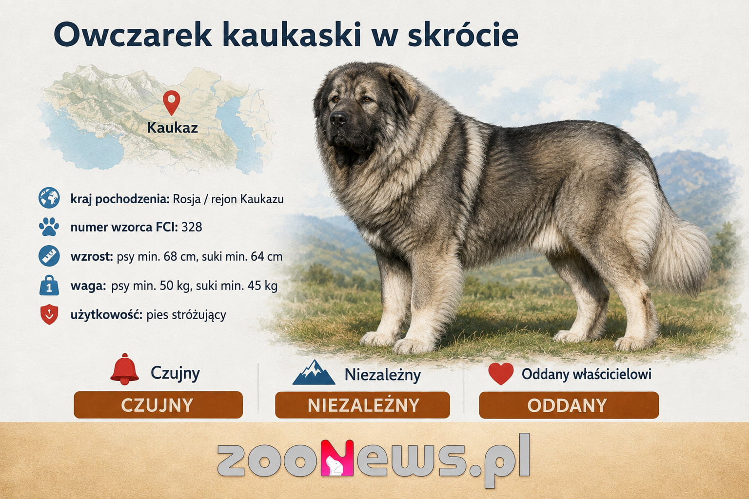 Owczarek kaukaski infografika