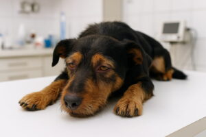 Pies z objawami babeszjozy w klinice