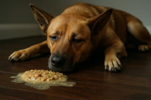 Pies który zwymiotował przez zatrucie pokarmowe