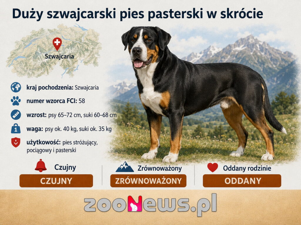 Duży szwajcarski pies pasterski infografika