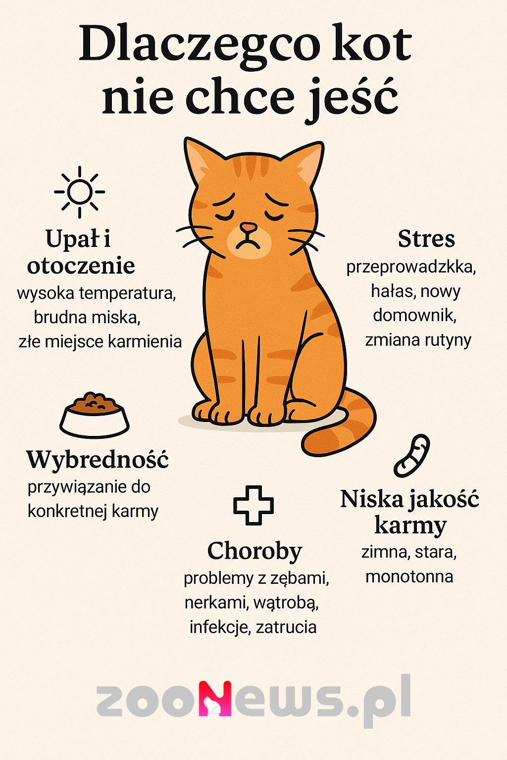 Dlaczego kot nie chce jeść infografika