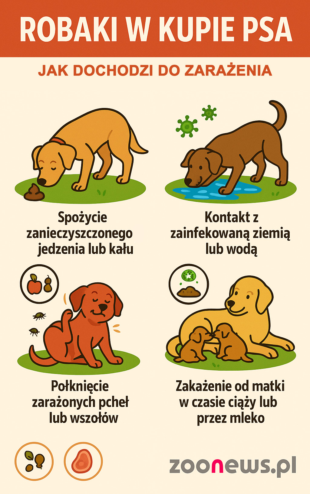 Robaki w kupie psa infografika
