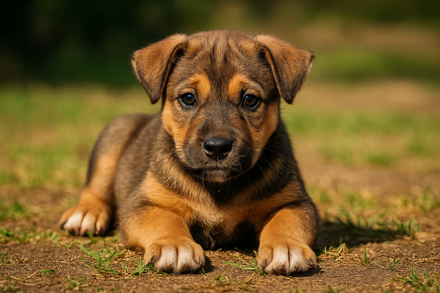 Pitsky szczeniak na trawie