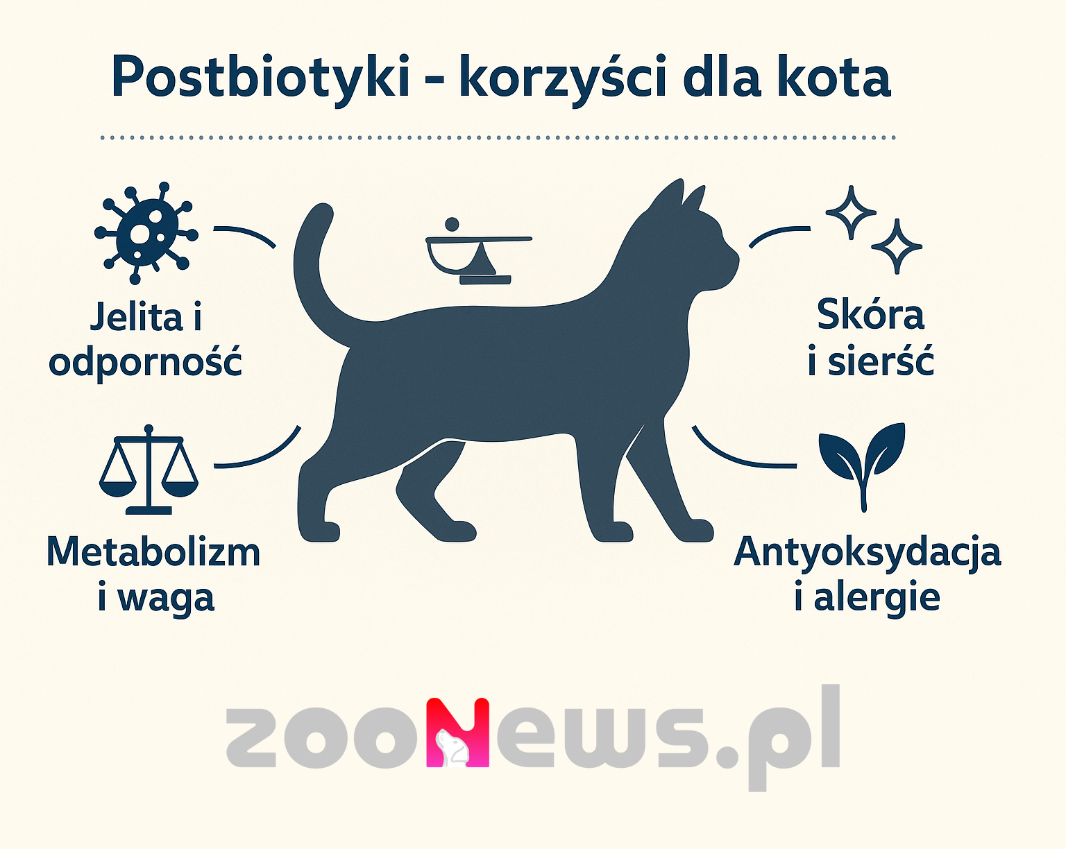 Postbiotyki dla kota infografika