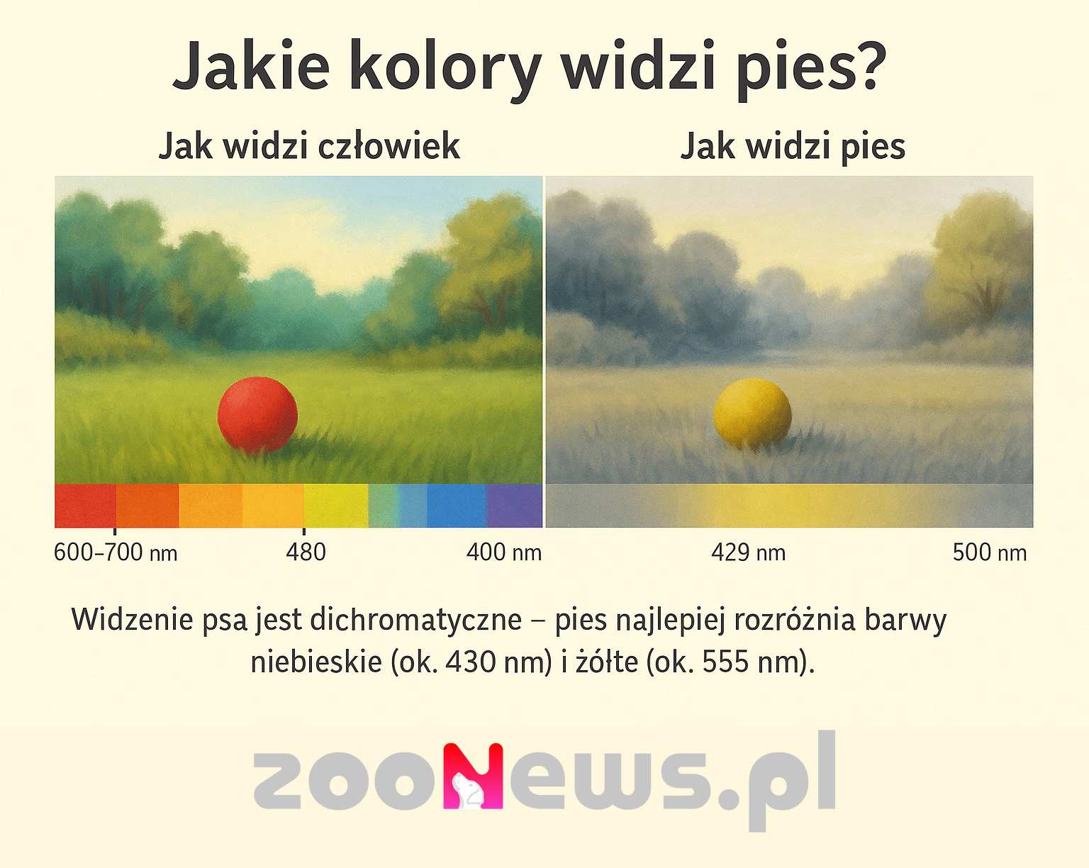 Jakie kolory widzi pies infografika