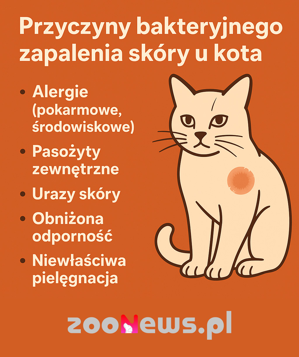 Bakteryjne zapalenie skóry u kota infografika