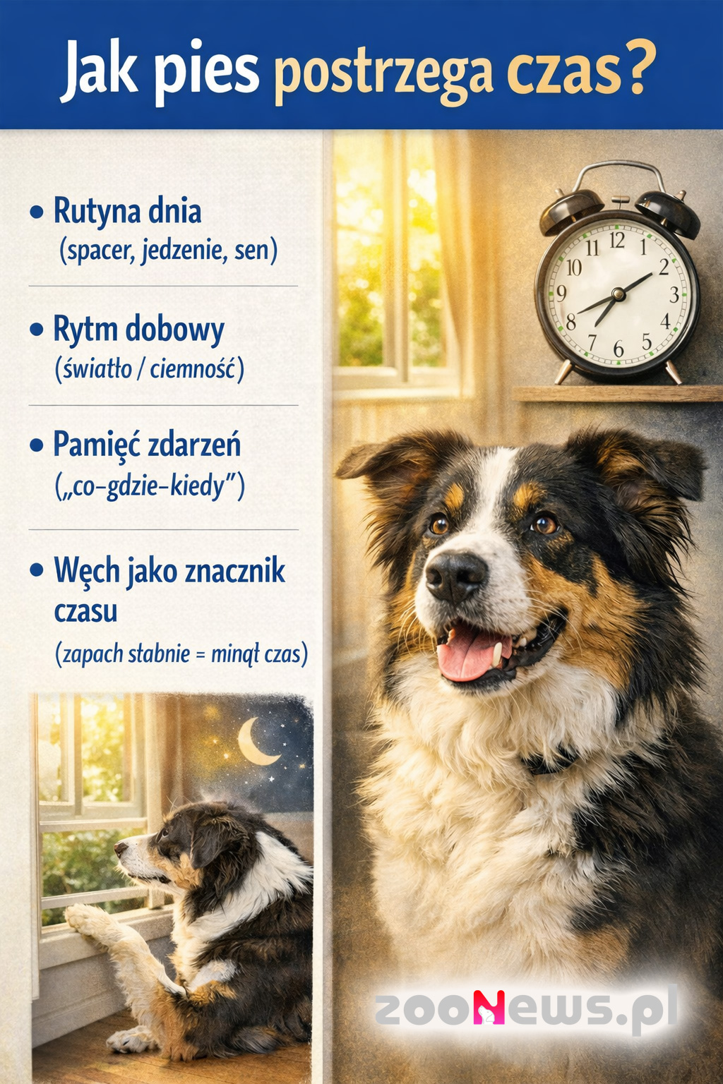 Czy pies ma poczucie czasu infografika