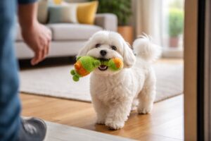 Dlaczego pies przynosi zabawkę gościom?