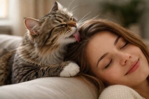 Dlaczego kot liże moje włosy?