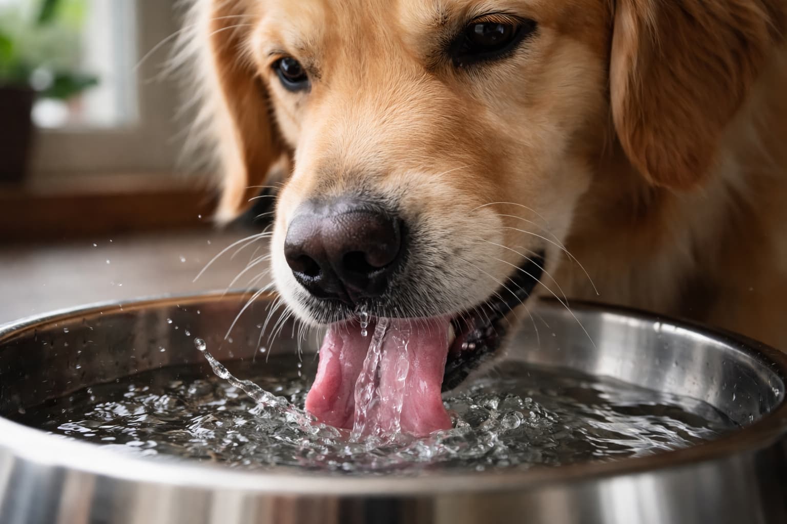 Dlaczego pies chlapie, podczas picia wody?