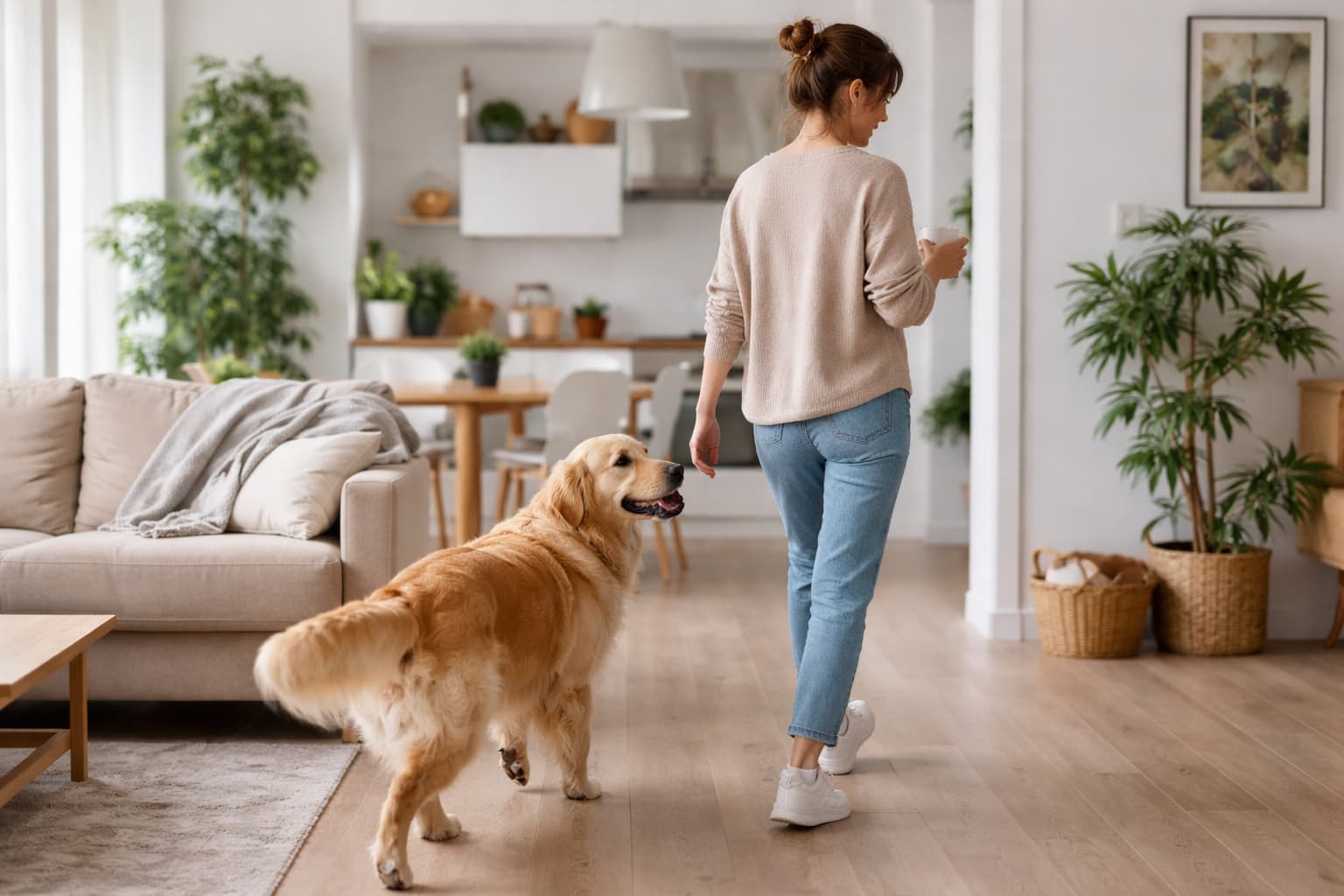 pies chodzi za mną krok w krok